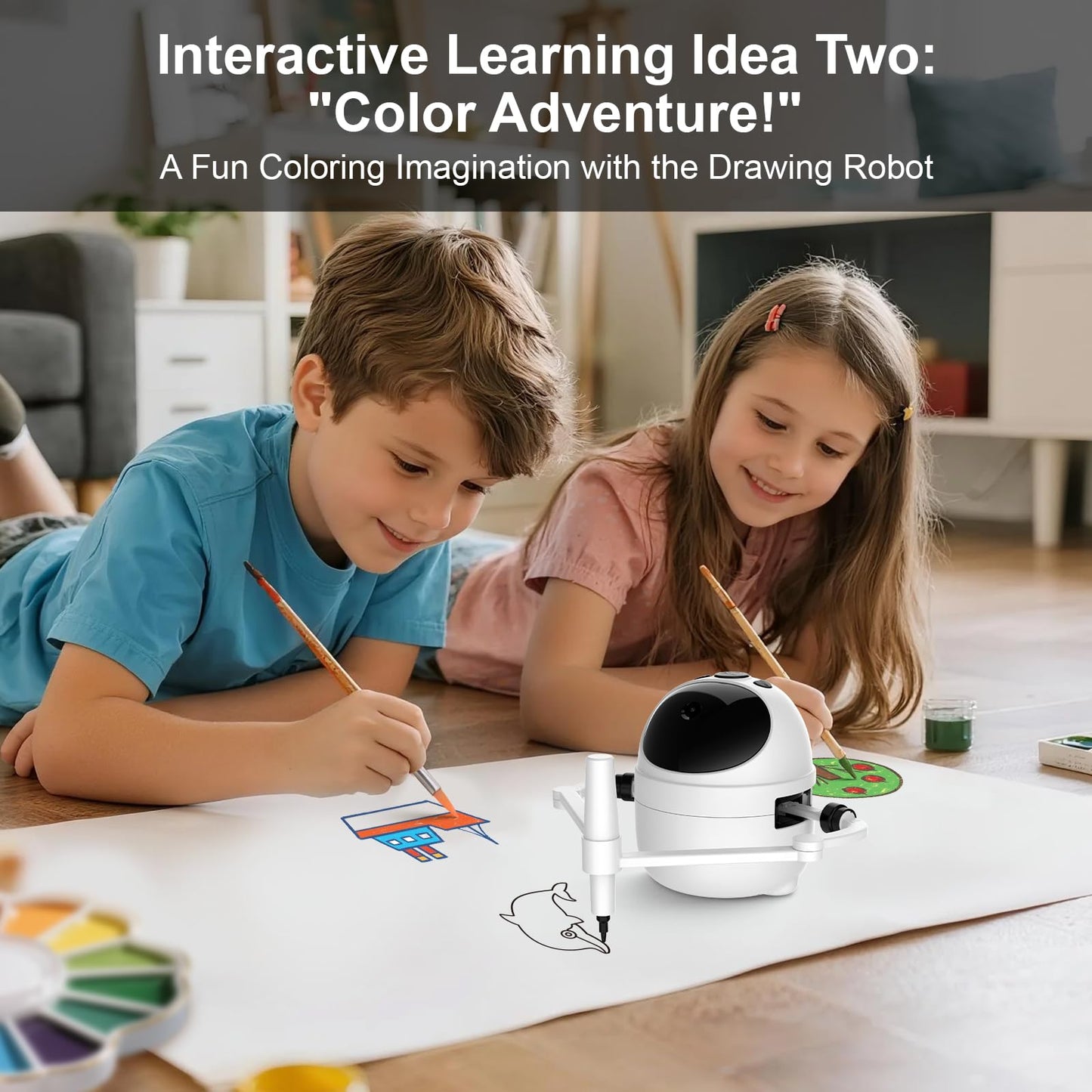 Drawing Robot for Kids Educational Toys, Robot Toys Creative Drawing Learning Kit with 150 Word Cards, Gift for Girls and Boys 4