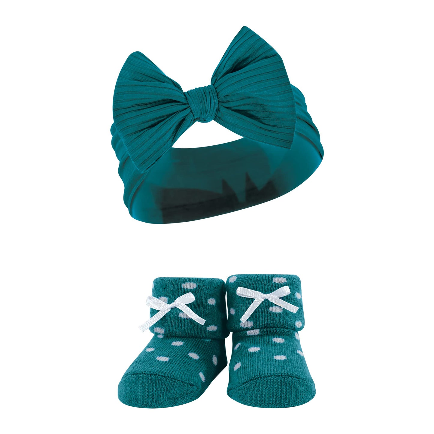 Hudson Baby Baby Girls' Headband And Socks Giftset, Teal Pink, One Size