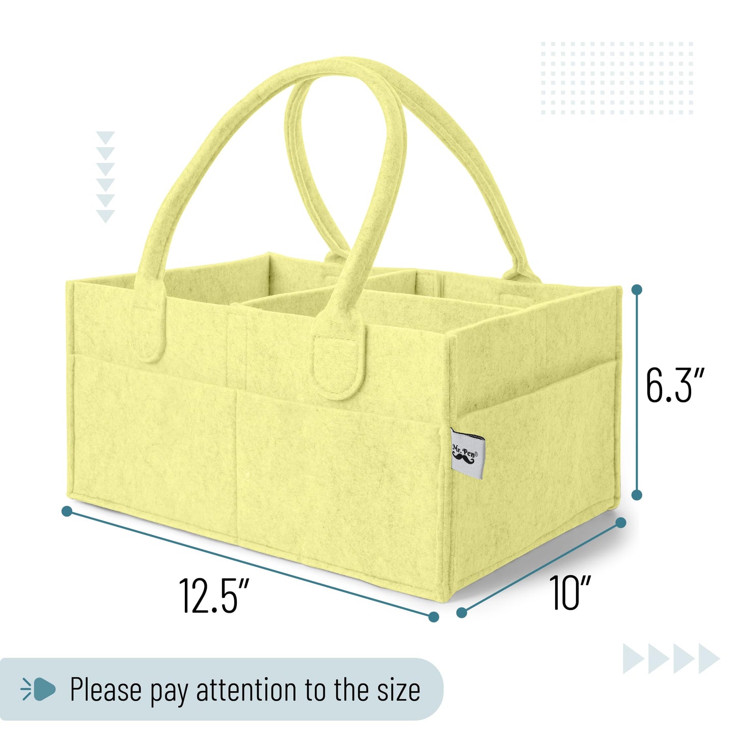 Mr. Pen- Baby Diaper Caddy Organizer, Lemon Glow, Baby Caddy Organizer With Handle, Compact Size, Collapsible & Portable