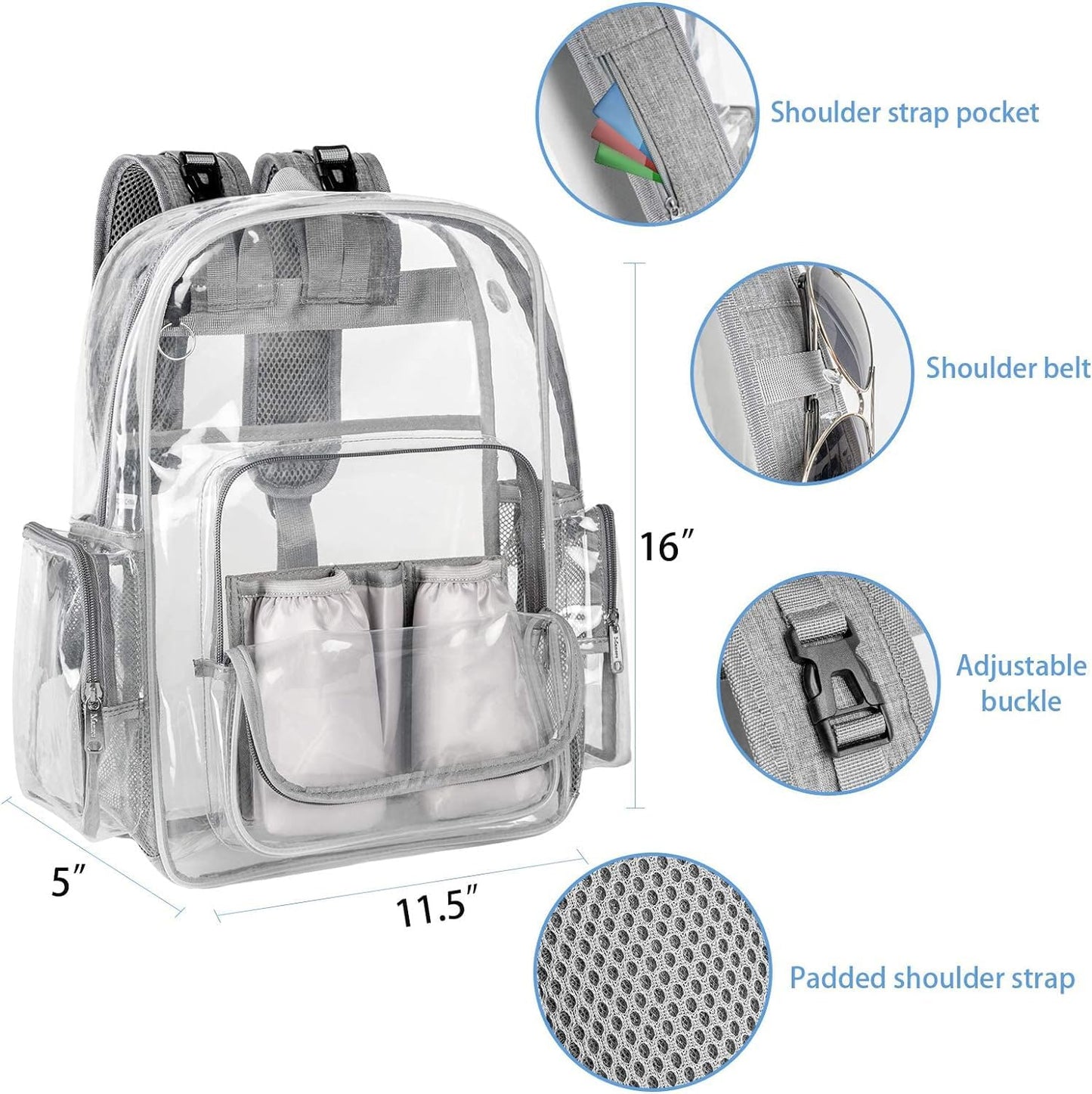 Mancro Diaper Bag Backpack, Clear Baby Bag Heavy Duty Transparent Backpack For Girls Boys, Multifunction Large Travel Backpack M