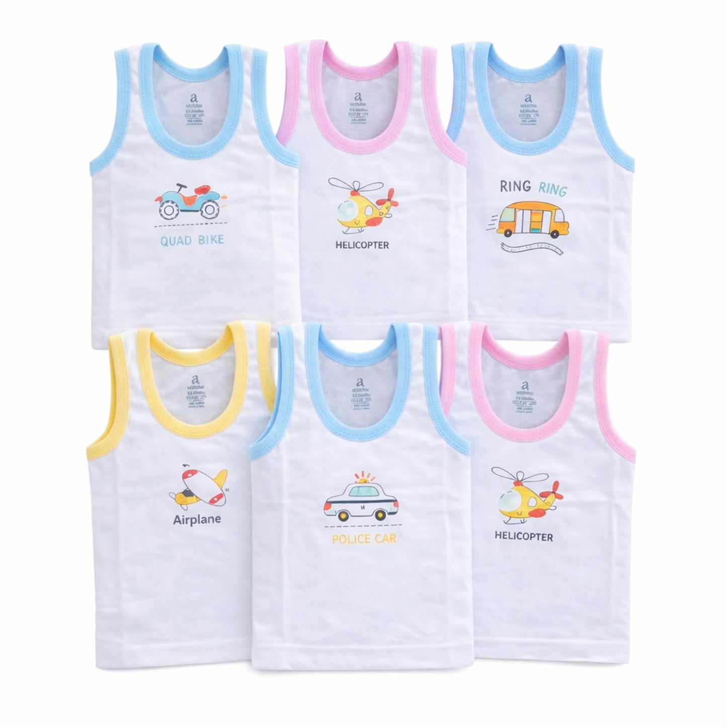 Angaakar Clothings Printed Baby Vest For Kids Cotton Sleeveless Sando Baniyan Toddler Innerwear Baby Cloth For Boys & Girls Pack