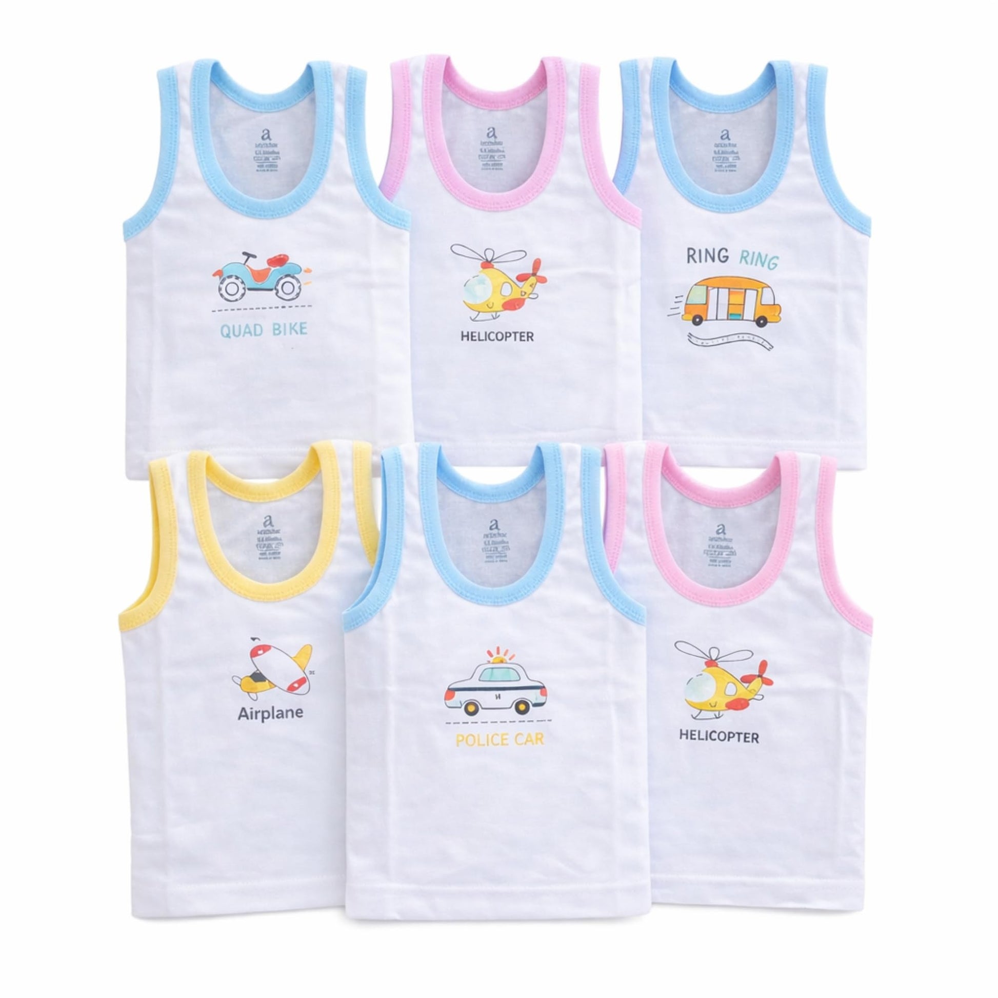 Angaakar Clothings Printed Baby Vest For Kids Cotton Sleeveless Sando Baniyan Toddler Innerwear Baby Cloth For Boys & Girls Pack
