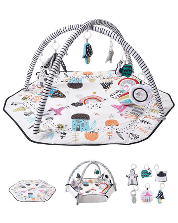 VEVOR Baby Play Gym Mat, Tummy Time Mat with 6 Detachable Sensory Toys, 41.7 x 41.7 Large-Sized Baby Newborn Activity Mat with F