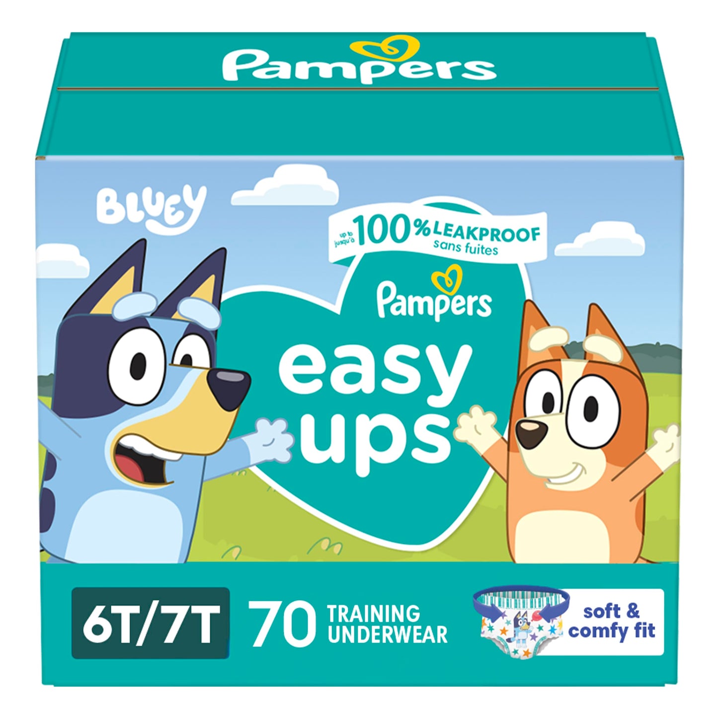 Pampers Training Pants - Easy Ups Boys & Girls Bluey - Size 6T-7T, 70 Count, Childrens Potty Underwear
