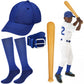 Janmercy 4 Pack Baseball Costume Accessories Include Youth Royal Blue Socks Belt Cap and Inflatable Bat Baseball Combo Set for B