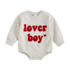 Ursobutegl Newborn Baby Boys Romper Sweatshirt Lover Boy Letter Embroidery Bodysuit Sweater Valentines Day Outfit Clothes (Gray,