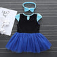 Hihcbf Baby Girls Anna Princess Halloween Costume Christmas Birthday Bodysuit Romper Tutu Dress W/Headband Royal Blue