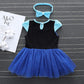 Hoizosg Anna Princess Costume For Baby Girls Halloween Outifts Birthday Bodysuit Romper Tutu Dress W/Headband Blue 95