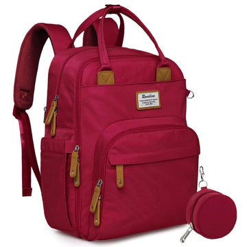 Ruvalino Diaper Bag Backpack, Multifunction Travel Pack Maternity Baby Changing Bags, Large Capacity, Waterproof, Purplish Red
