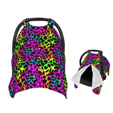 Muishi Leopard Print Neon Baby Car Seat Canopy Nursing Cover for Newborn Car Seat Breastfeeding Covers Blanket Newborn Shower Gi