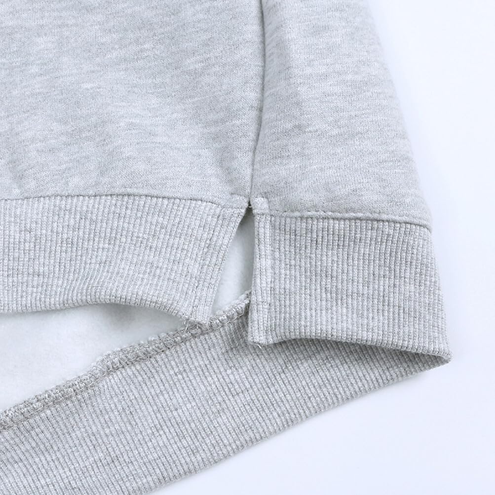 Rukosu Toddler Baby Boy Girl Fleece Pullover Sweatshirt Solid Color Crewneck Blouse Shirt Tops Warm Fall Winter Clothes Grey 12-