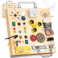 Wooden Busy Board with LED Light Montessori Baby Learning Toys for Toddlers , Sensory Activity Board, Travel Educational Toys, B