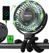 Portable Stroller Fan, Use As Power Bank, 65H 12000Mah Battery Operated Fan Flexible Tripod Baby Car Seat Fan With Timming, Pers