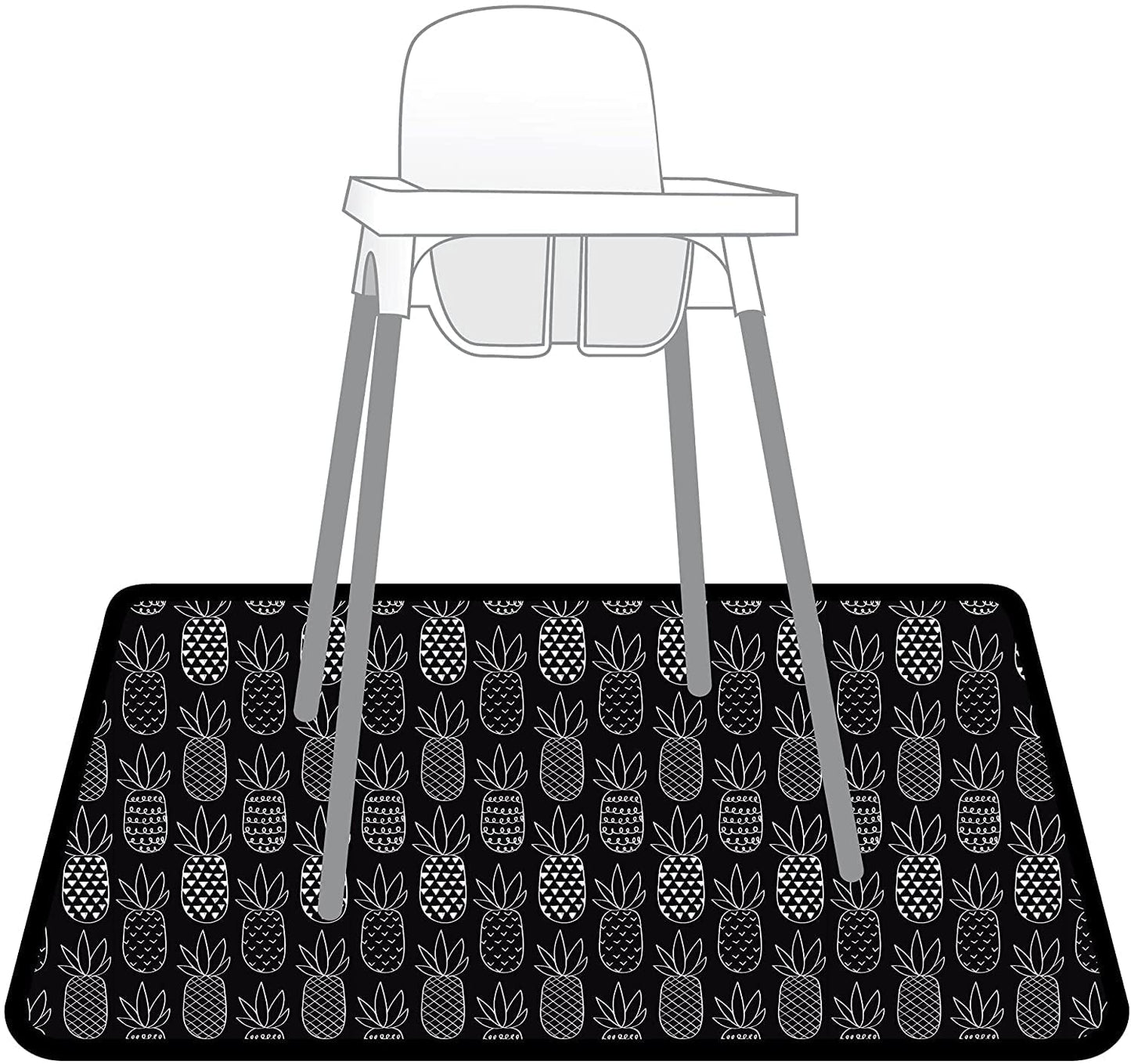 Bapronbaby Pineapple Monochrome Splash Mat - Waterproof Catch-All For Under High Chairs, Floors, Tables, Playtime Or Arts & Craf