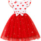 Baby Girls Tutu Dress Short Sleeve Toddler Heart Dresses Kids Tulle Tutu Birthday Princess Sundress Valentines Day Dress Red Cak