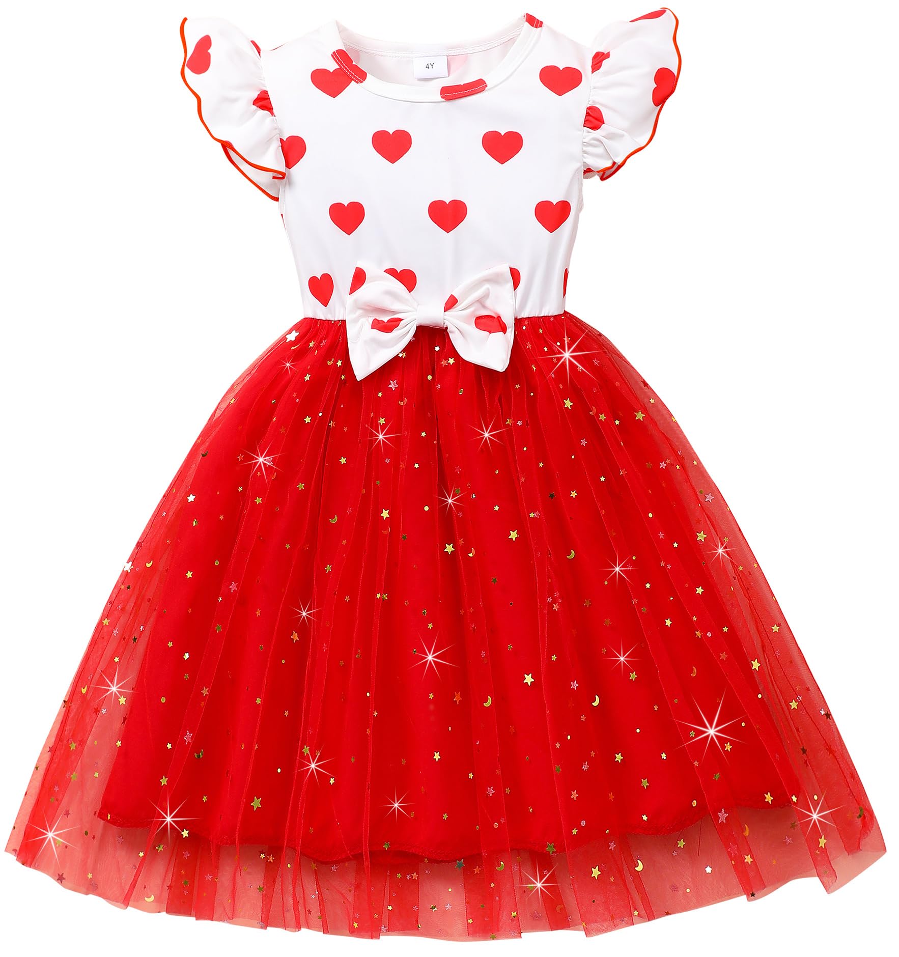 Baby Girls Tutu Dress Short Sleeve Toddler Heart Dresses Kids Tulle Tutu Birthday Princess Sundress Valentines Day Dress Red Cak