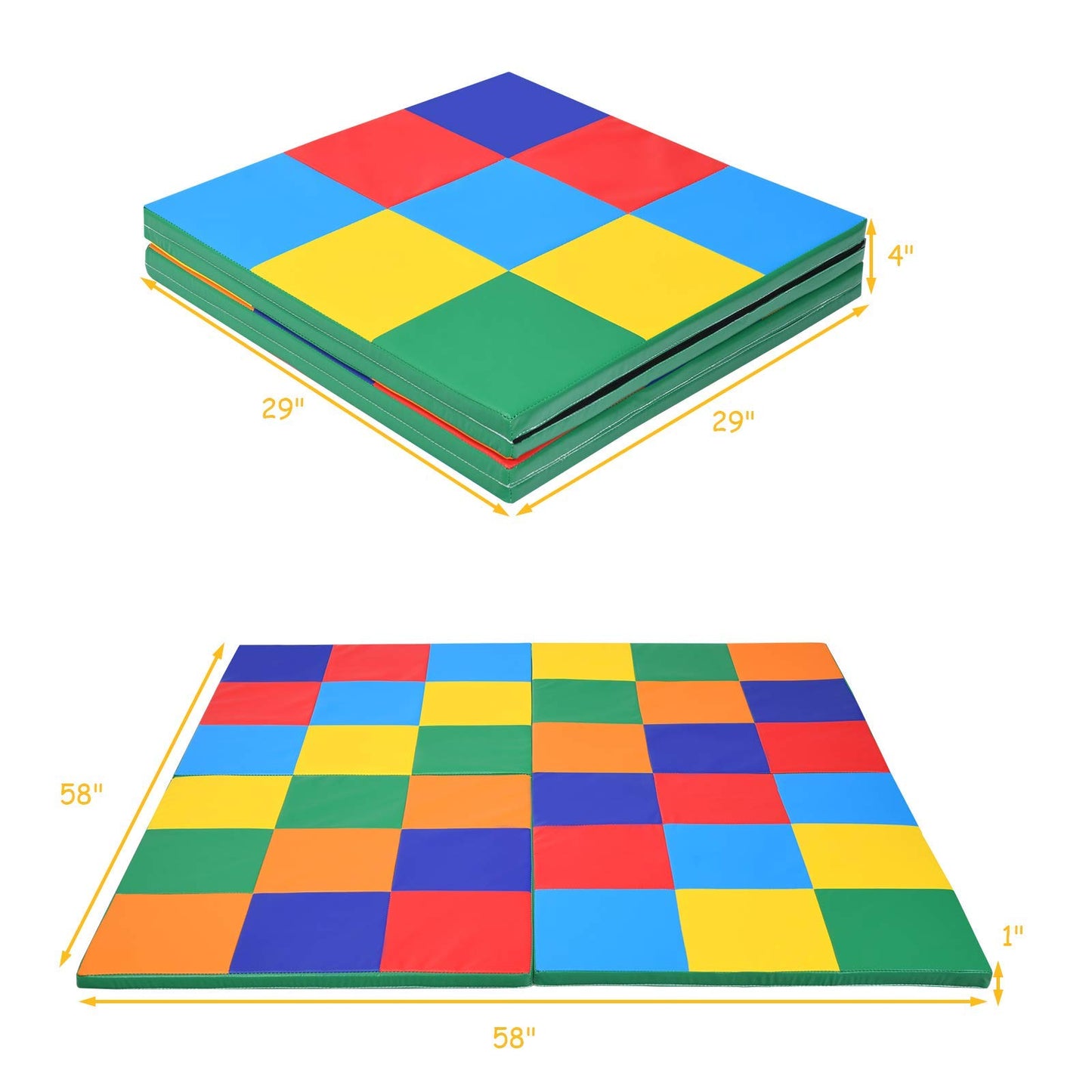 Costzon Toddler Foam Play Mat, Foldable Baby Crawling Mats 58-Inch Square Soft Non Skid Colorful Daycare Floor Mat, Thicken Wate