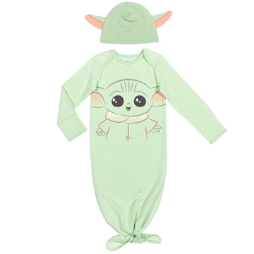Star Wars The Mandalorian The Child Infant Baby Boys Cosplay Sleeper Gown And Hat 6-12 Months
