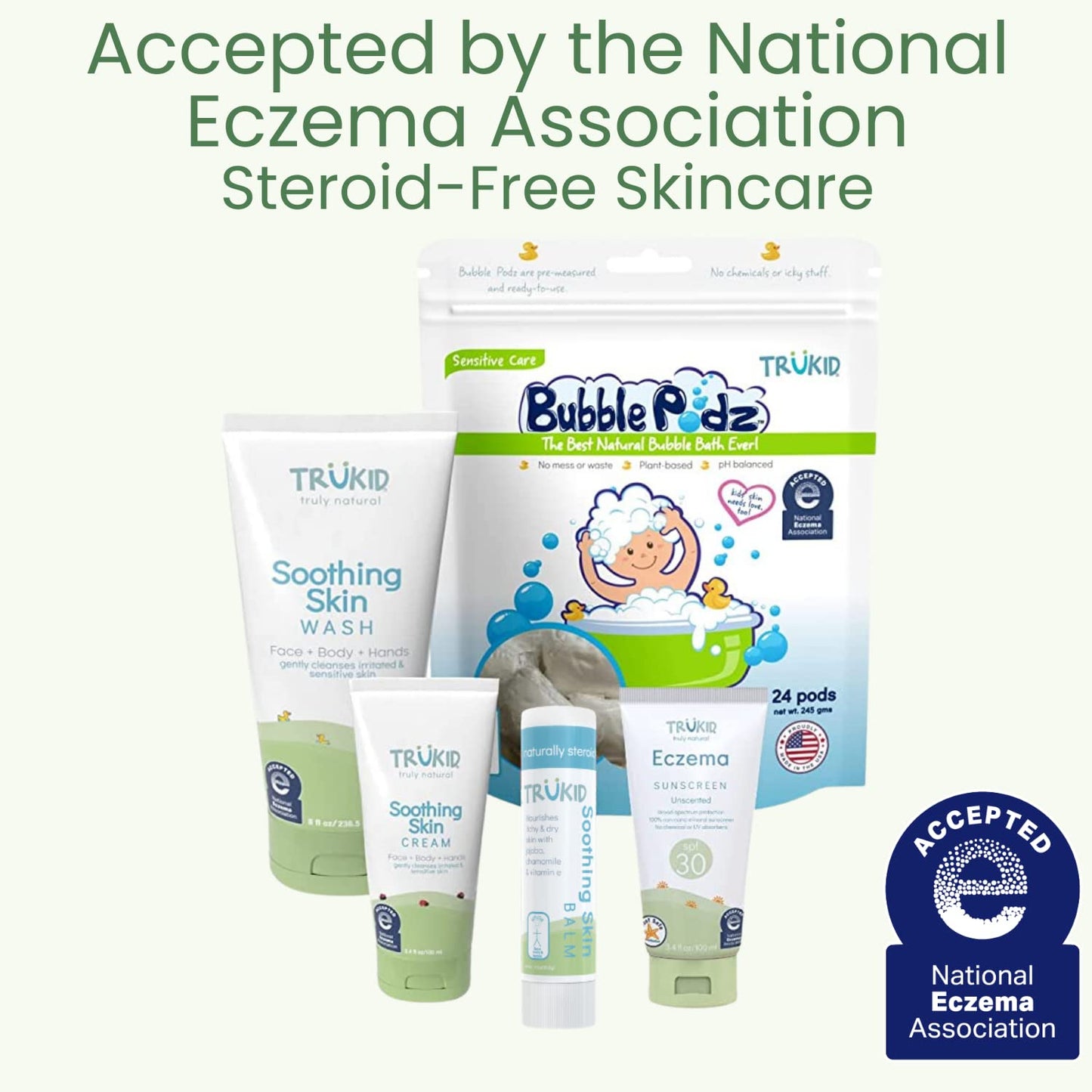 Trukid Soothing Skin Eczema Face And Body Wash - Nea-Accepted For Eczema, Soothes & Prevents Irritation, Fragrance-Free, Stops I