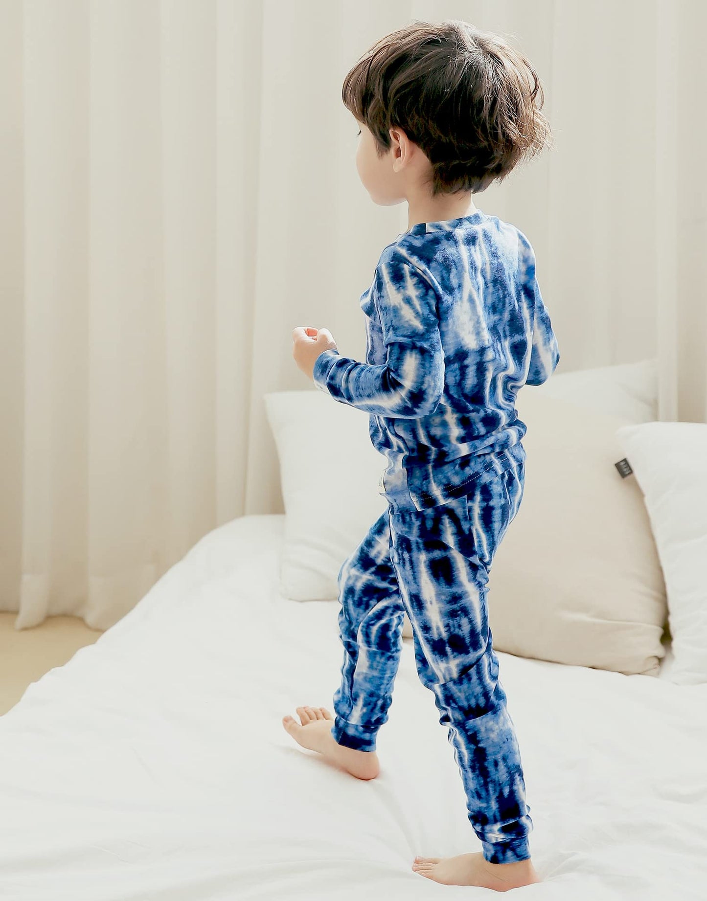 Vaenait Baby Kids Junior 100% Cotton Sleepwear Pajamas 2Pcs Set Tiedye-Thundernavy-257 M