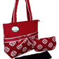 Sazybee 3 Piece Diaper Tote Bag Set - Custom Embroidery Available (Monogrammed Burgundy Medallions)