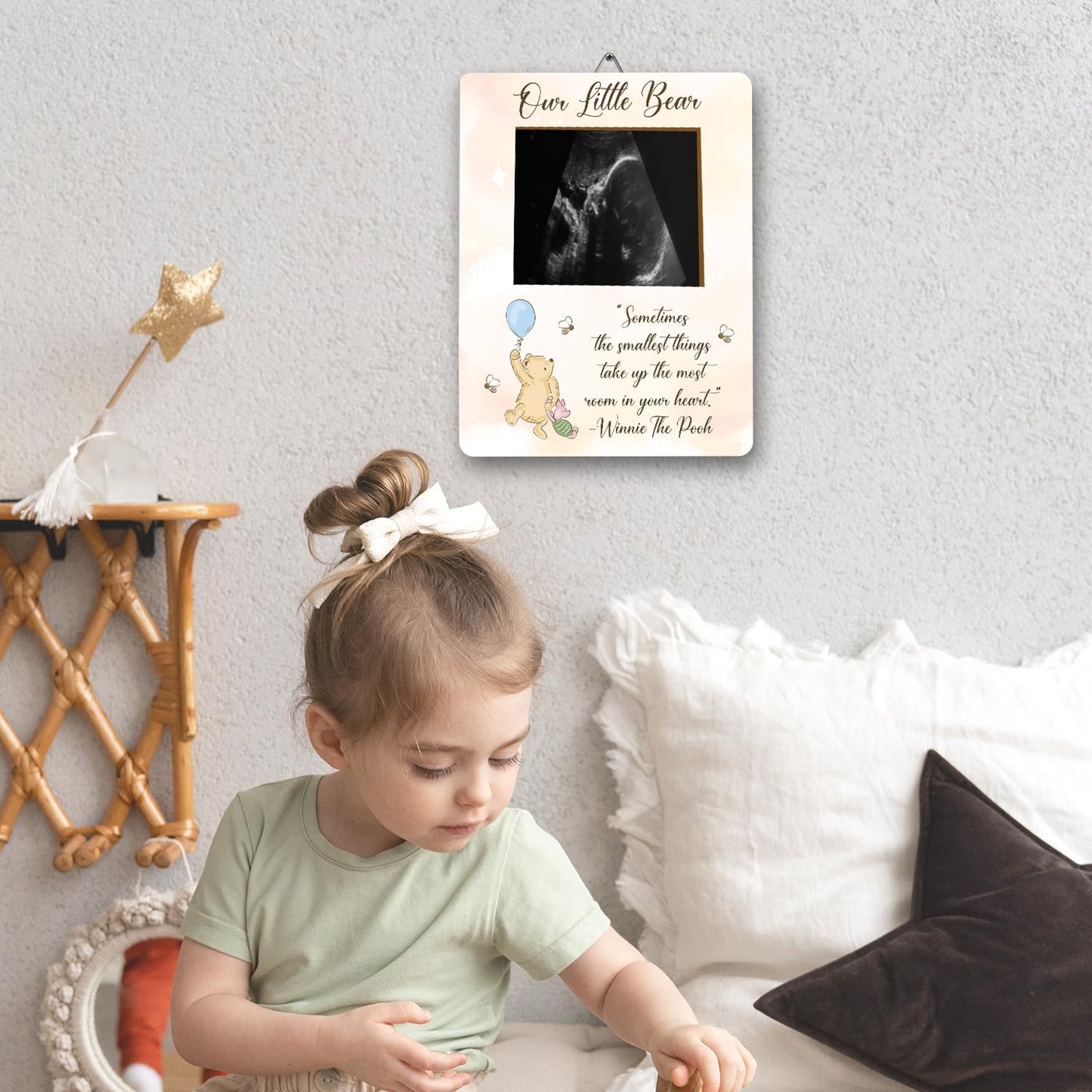 Winnie Pregnancy Keepsakes: Ultrasound & Gender Reveal Frames, Baby Shower Decor & Signs