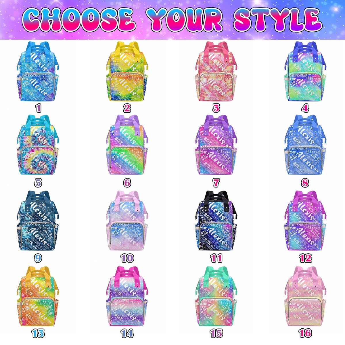 M Yescustom Custom Diaper Bag Backpack For Girls Boys Large Capacity With Pockets Gradient Pink Blue Personalized Baby Diaper Ba