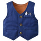 Famuka Baby Boy 3 Piece Formal Outfit Suit With Bows Waistcoat Gentleman Tuxedo (Navy 3, 18-24 Months)