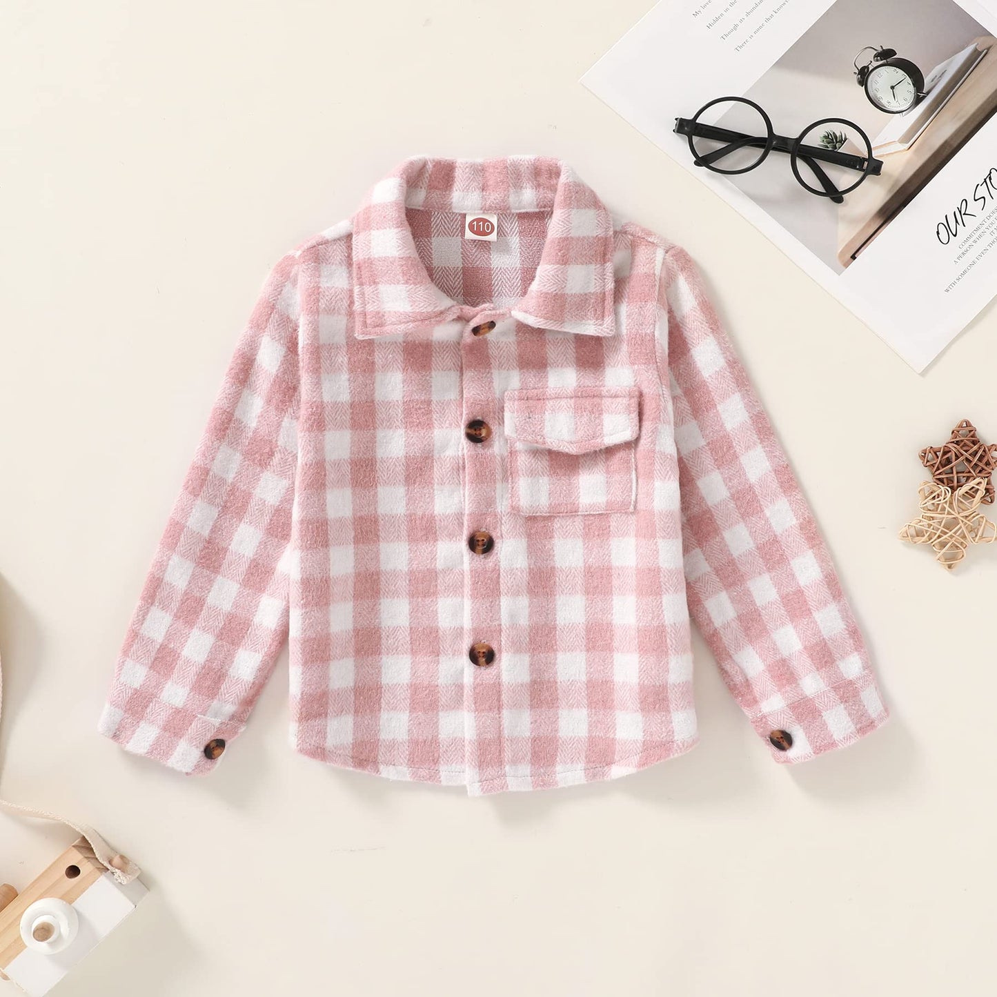 Kids Little Boys Girls Baby Long Sleeve Button Down Red Plaid Flannel Shirt Plaid Girl Boy Nb-6T(3-4T, Pink-A)
