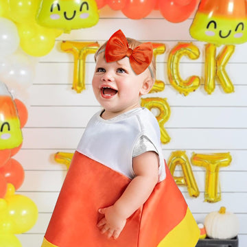 Yanjie Halloween Bows Baby Girls Headbands, Velvet Elastic Hair Bow Halloween Orange Yellow Hair Bands Bows Baby Festival Dress