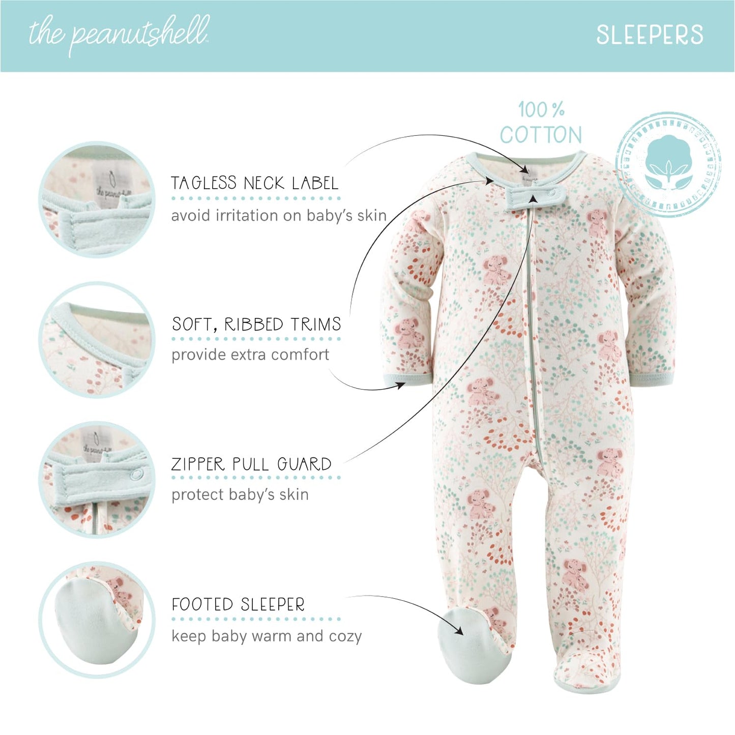 The Peanutshell Newborn Clothes & Accessories Set, 30 Piece Layette Gift Set, Fits Newborn To 3 Months, Pink Elephant & Floral