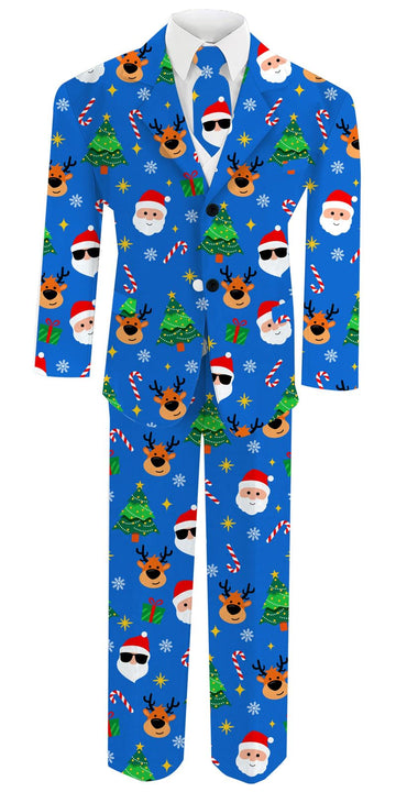 Kids Santa Tuxedo Suit Slim Fit For Christmas Wedding Party Birthday Funny Elk Gentleman Blazer Set With Tie Pants Jacket 3 Piec