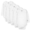 Honestbaby 5-Pack Organic Cotton Long Sleeve Bodysuits, Bright White, 24 Months