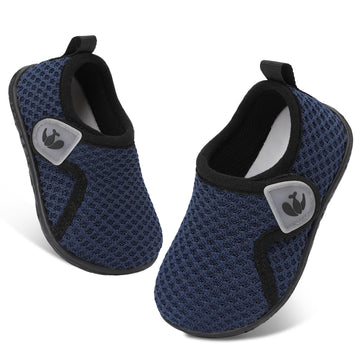 FEETCITY Infant Boys Girls Slip On Sneaker Newborn Crib Shoes First Walking Shoes Dark Blue