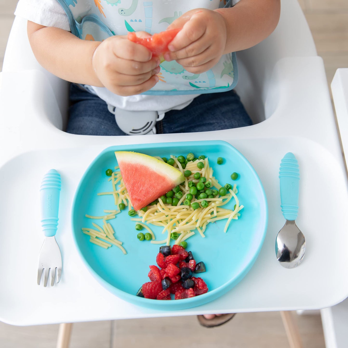 Bumkins Toddler and Baby Suction Plate, Silicone Grip Plate for Babies and Kids, Baby Led Weaning, Children Feeding Supplies, No