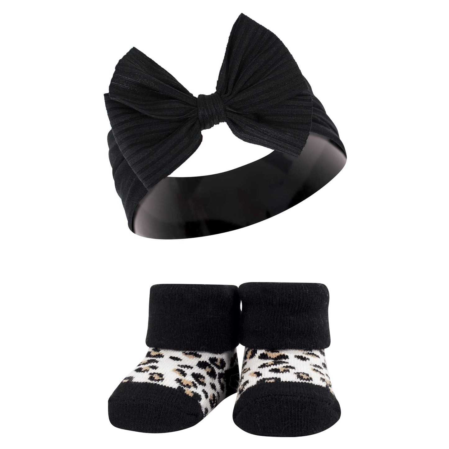 Hudson Baby Baby Girls' Headband And Socks Giftset, Taupe Pink, One Size