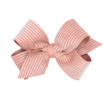 Wee Ones Girls' Grosgrain Bow with Wide Wale Vorduroy Overlay on a WeeStay Hair Clip, Medium, Sweet Nectar