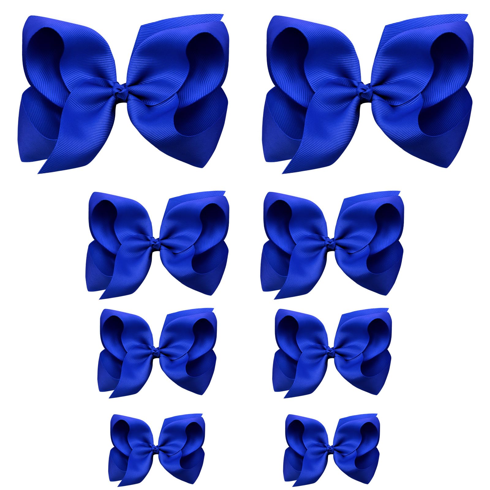 Oaoleer 8Pcs Hair Bows For Girls Royal Blue Grosgrain Ribbon Boutique Bow Alligator Clips Hair Accessories For Toddlers Little G