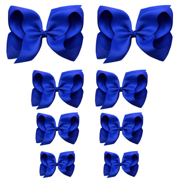 Oaoleer 8Pcs Hair Bows For Girls Royal Blue Grosgrain Ribbon Boutique Bow Alligator Clips Hair Accessories For Toddlers Little G
