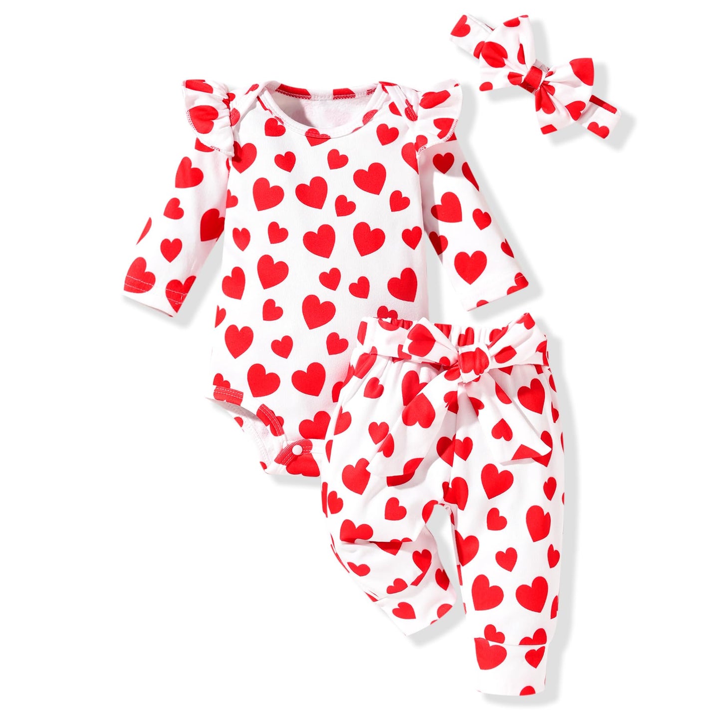 Aalizzwell 3-6 Months Infant Baby Girls Valentines Day Clothes Set Heart Outfit Clothing