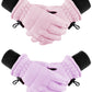 Boao 2 Pairs Kids Winter Ski Gloves Waterproof Warm Snow Mittens Full Finger Gloves For Toddlers Infants (Pink, Purple,10-15 Yea