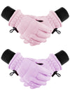 Boao 2 Pairs Kids Winter Ski Gloves Waterproof Warm Snow Mittens Full Finger Gloves For Toddlers Infants (Pink, Purple,10-15 Yea