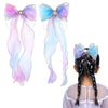 Rainbow Bow Hair Ties For Teen Baby Girl Stuff, Kawaii Hair Styling Accessories, Gift Long Tail Hair Bows Alligator Clips, Cute