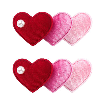 Velvet Hair Bows Alligator Clip For Baby Red Heart Sweet Bow Clip For Girls Hair Accessories Red Hot Pink Bows Toddlers Kids
