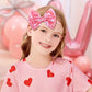 Lanmerry Valentine'S Day Baby Girl Bows Headbands Pink Red Love Heart Headbands Valentines Hair Bow Elastic Nylon Hairbands Hair