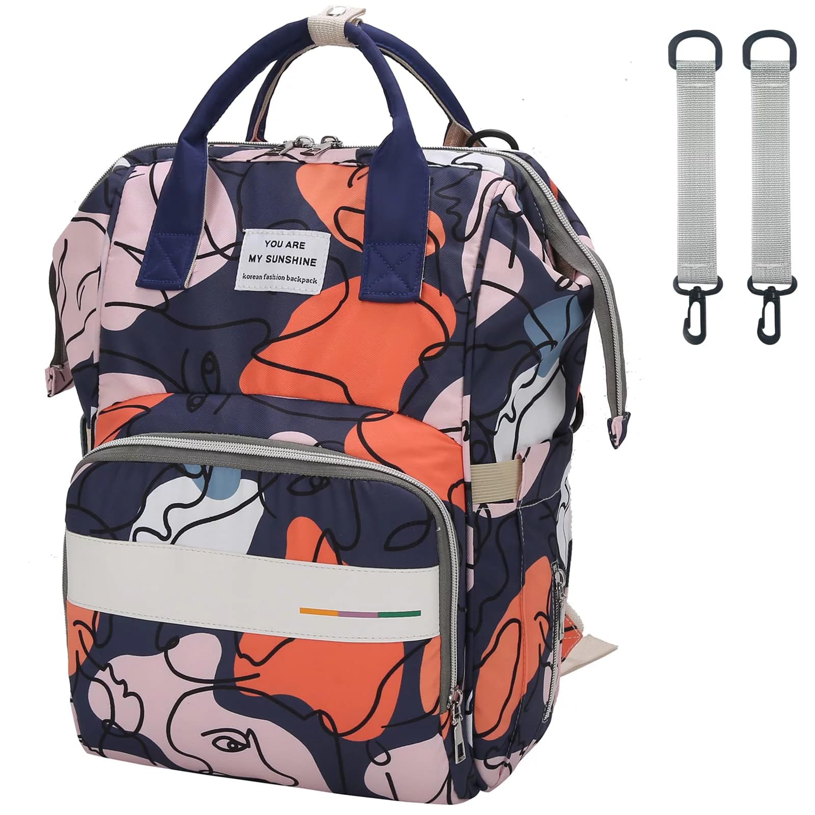 House Of Quirk Baby Diaper Bag Maternity Backpack (Blue Abstract)