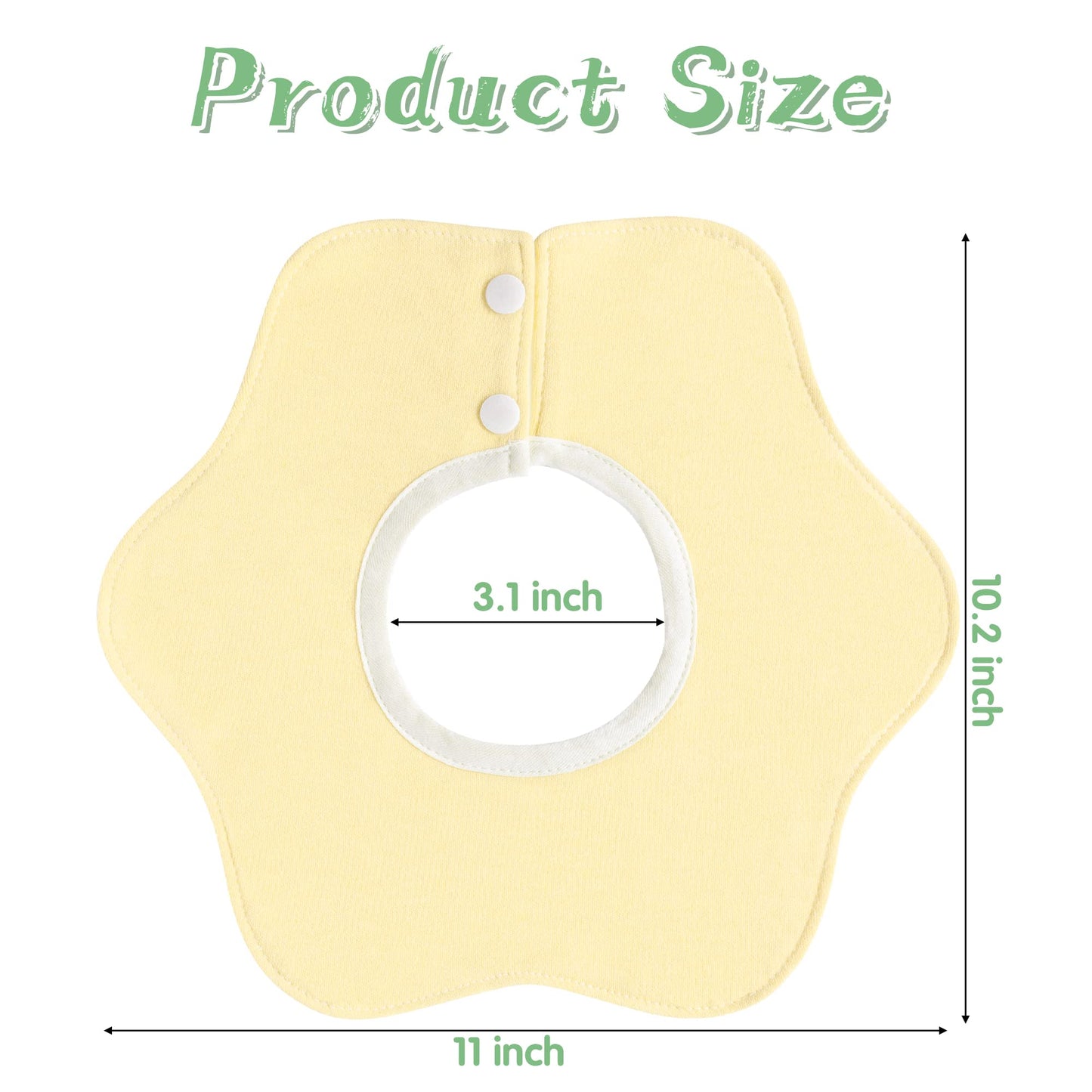 Zainpe 6Pcs 360 Rotate Baby Bibs Waterproof Snap Baby Bib Solid Colors Pink Orange Green Snap Cotton Absorbent Feeding Burp Clot