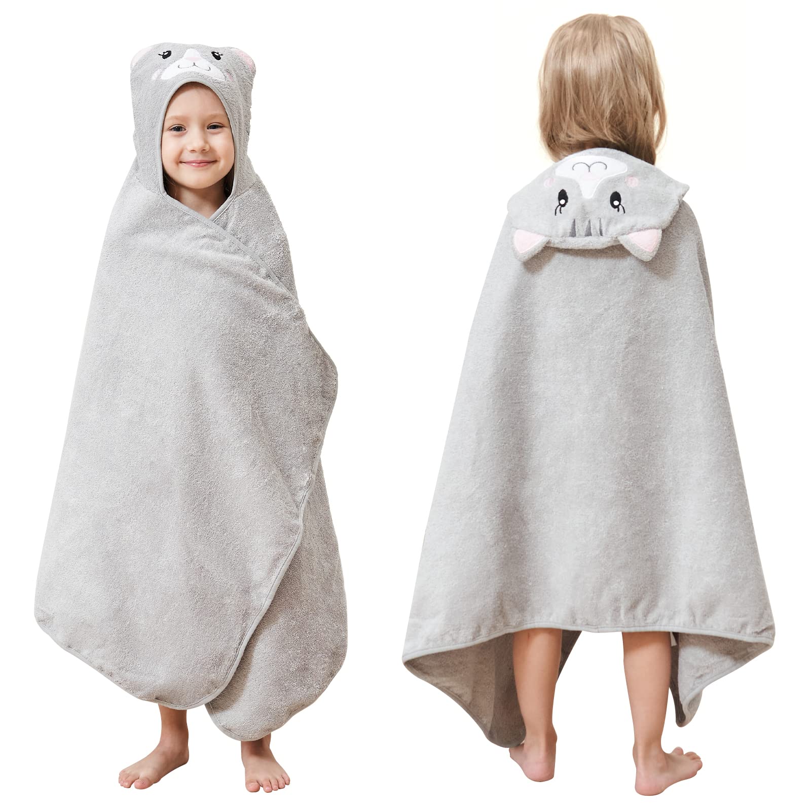 Style Quarters Kids Hooded Bath Towel, Large Kids Bath Towels, Cartoon Cat Kids Beach Towels, 100% Cotton Terry Toddler Hooded B