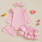 Beqeuewll Newborn Baby Girl Easter Outfit Bunny Clothes Long Sleeve Romper+Bloomers Tutu Skirt+Socks+Headband 4Pcs (1St Easter,