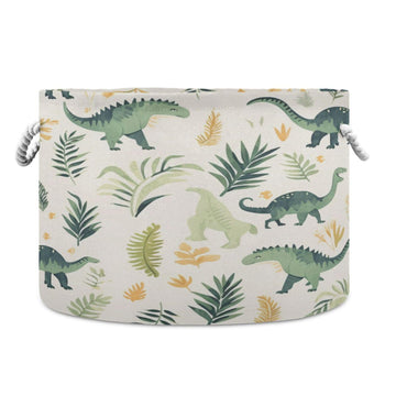 Canvas Storage Organizer Bin, Cute Dinosaur (1) Storage Basket Laundry Hamper with Handle for Clothes Playroom Decor, Large, 20 